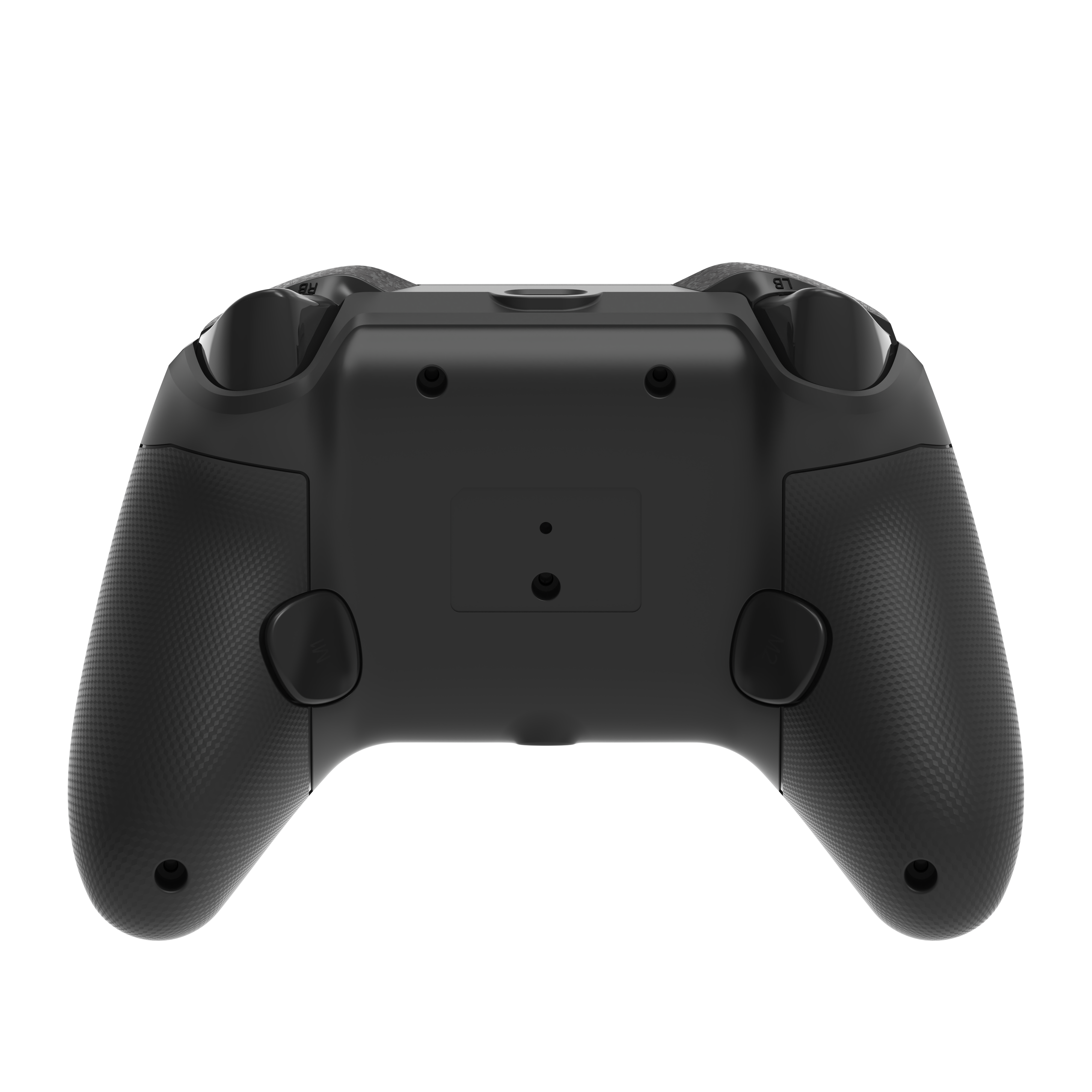 Back view of black Drakong wired Xbox controller showing textured grips, trigger buttons, and rear programmable buttons.